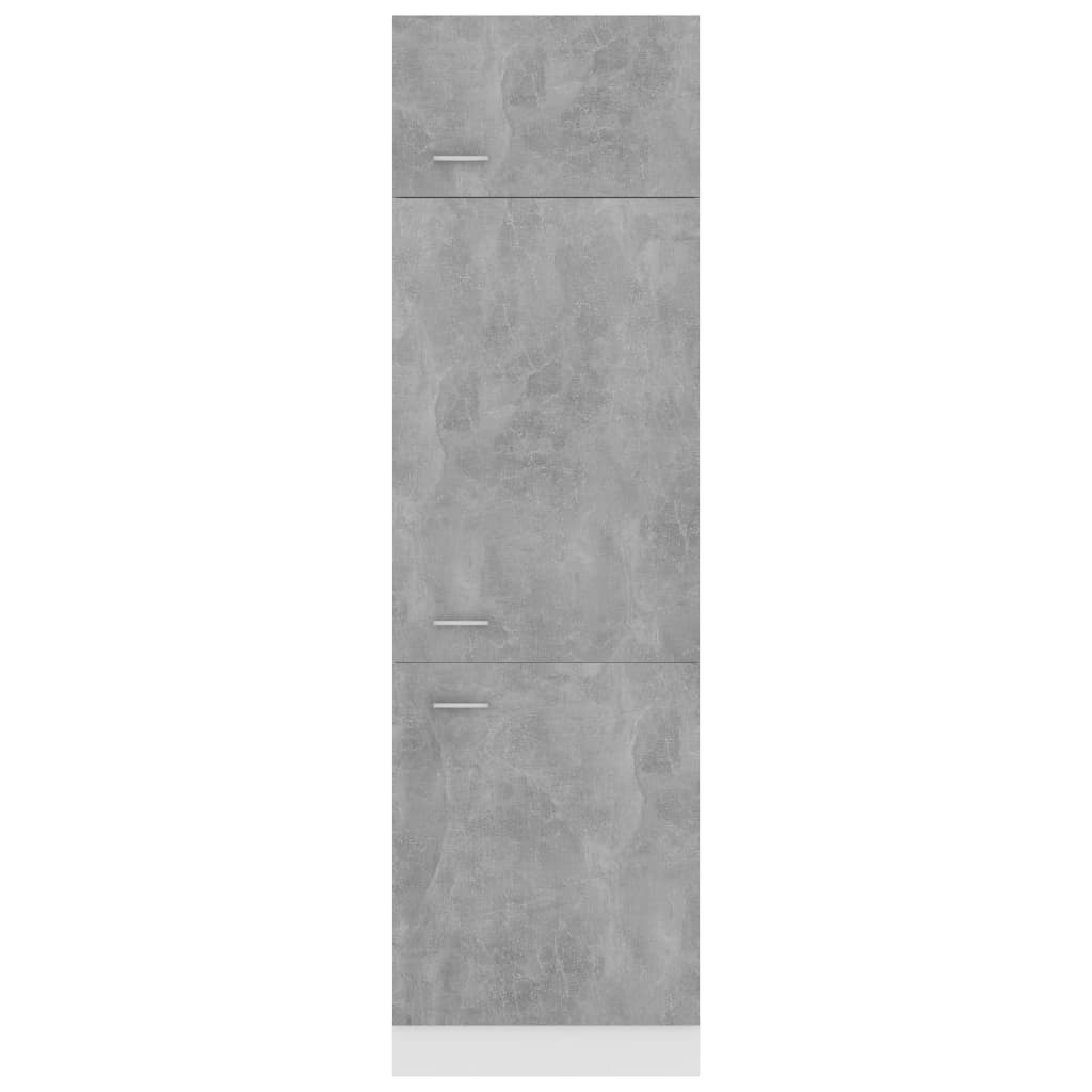 vidaXL betonszürke forgácslap szekrény hűtőhöz 60 x 57 x 207 cm