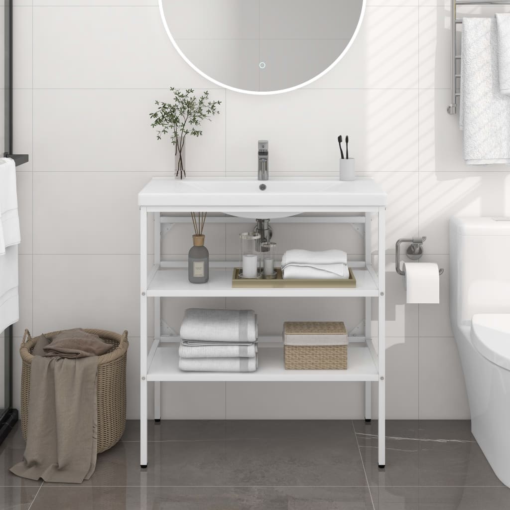 vidaXL fehér vas fürdőszobai mosdókagylókeret 79 x 38 x 83 cm