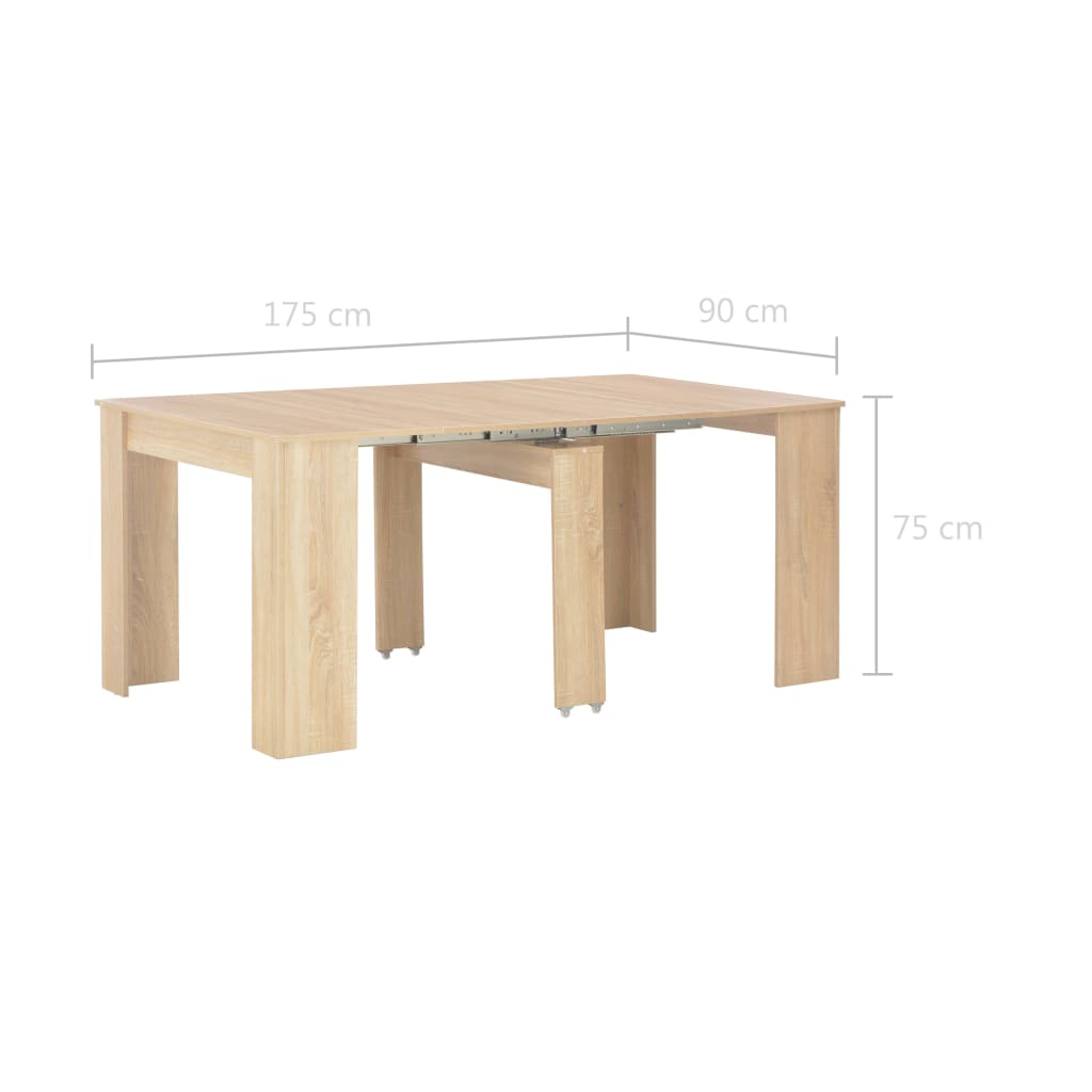 vidaXL kihúzható sonoma tölgy étkezőasztal 175 x 90 x 75 cm