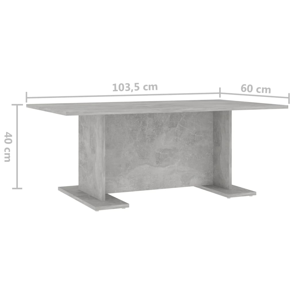 vidaXL betonszürke forgácslap dohányzóasztal 103,5 x 60 x 40 cm
