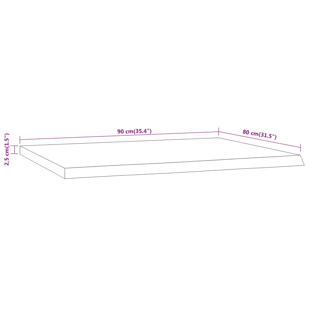 vidaXL tömör akácfa téglalap alakú asztallap 90 x 80 x 2,5 cm