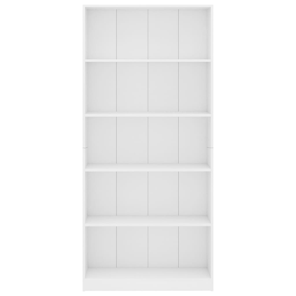 vidaXL 5-szintes fehér forgácslap könyvszekrény 80 x 24 x 175 cm
