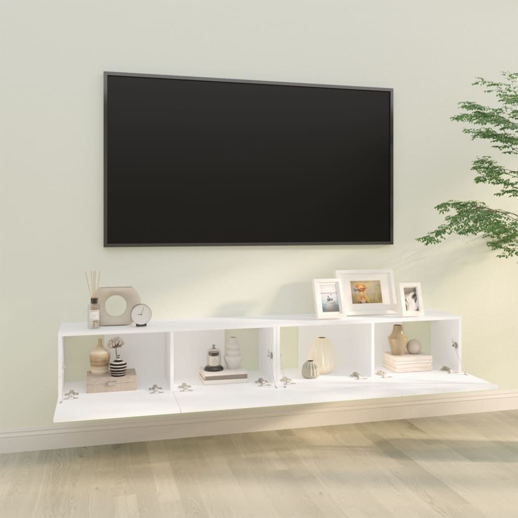 vidaXL 2 db fehér szerelt fa fali TV-szekrény 100 x 30 x 30 cm