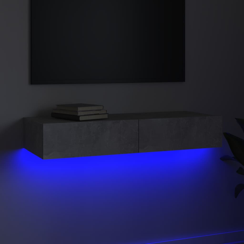vidaXL betonszürke TV-szekrény LED-lámpákkal 90 x 35 x 15,5 cm