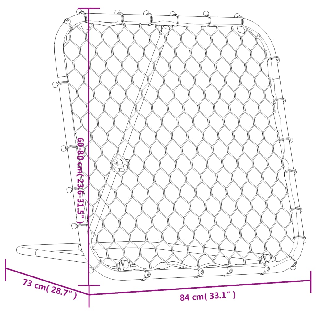vidaXL fekete acél foci-visszapattanó háló 84 x 73 x 60-80 cm