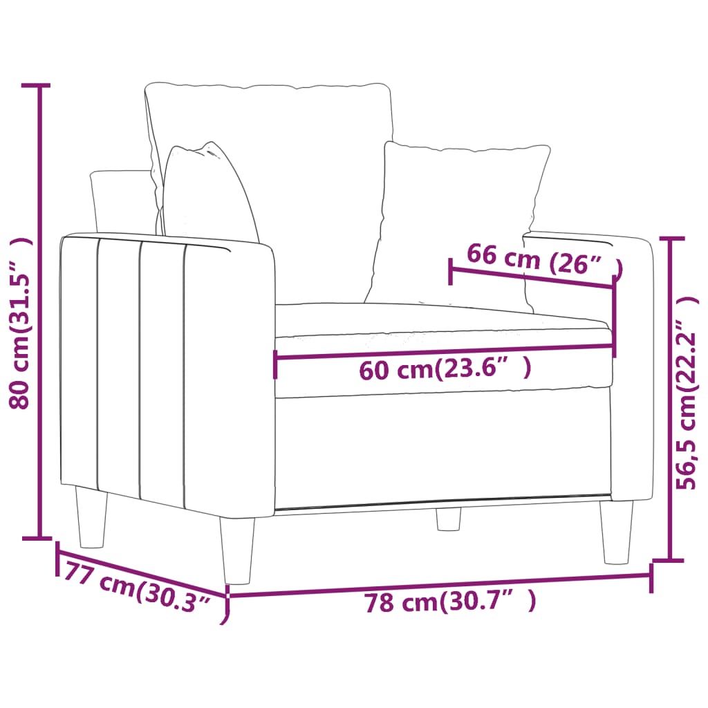 vidaXL világosszürke bársony kanapéfotel 60 cm