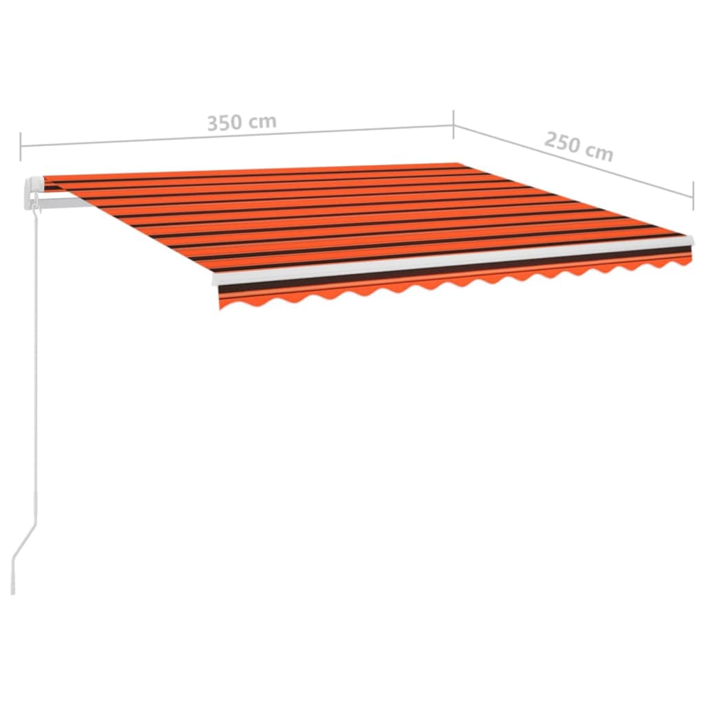 vidaXL narancssárga-barna szélérzékelős és LED-es napellenző 3,5x2,5 m