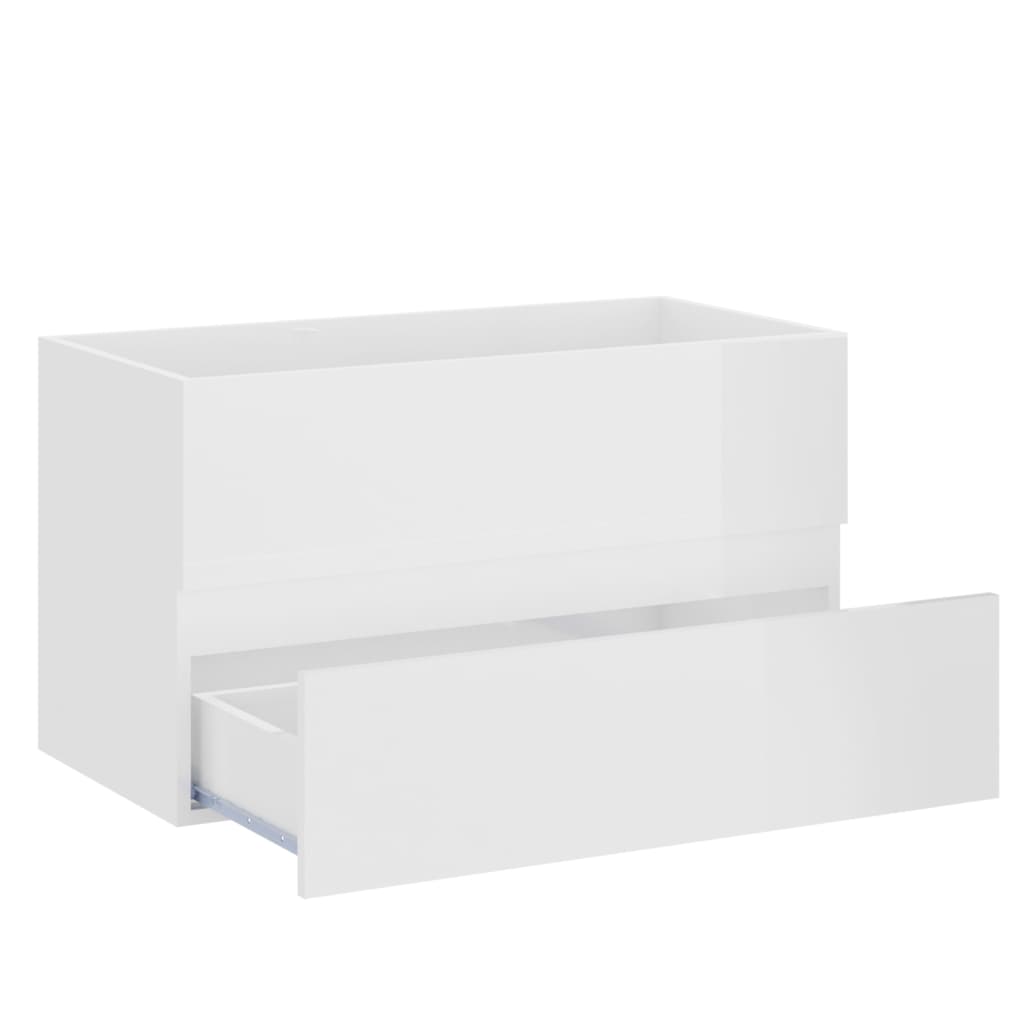 vidaXL magasfényű fehér forgácslap mosdószekrény 80 x 38,5 x 45 cm