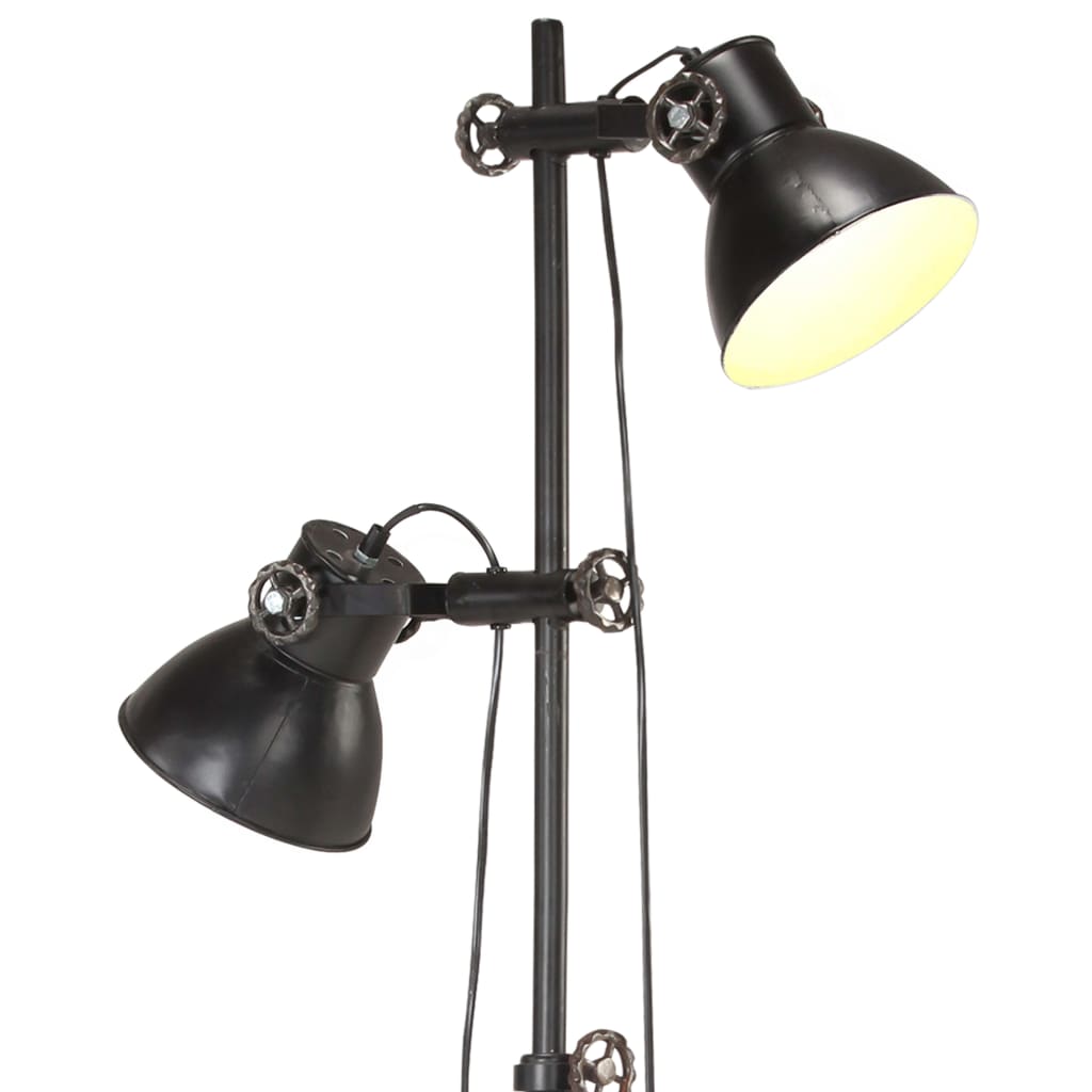 vidaXL öntött vas állólámpa 2 db fekete lámpaernyővel E27
