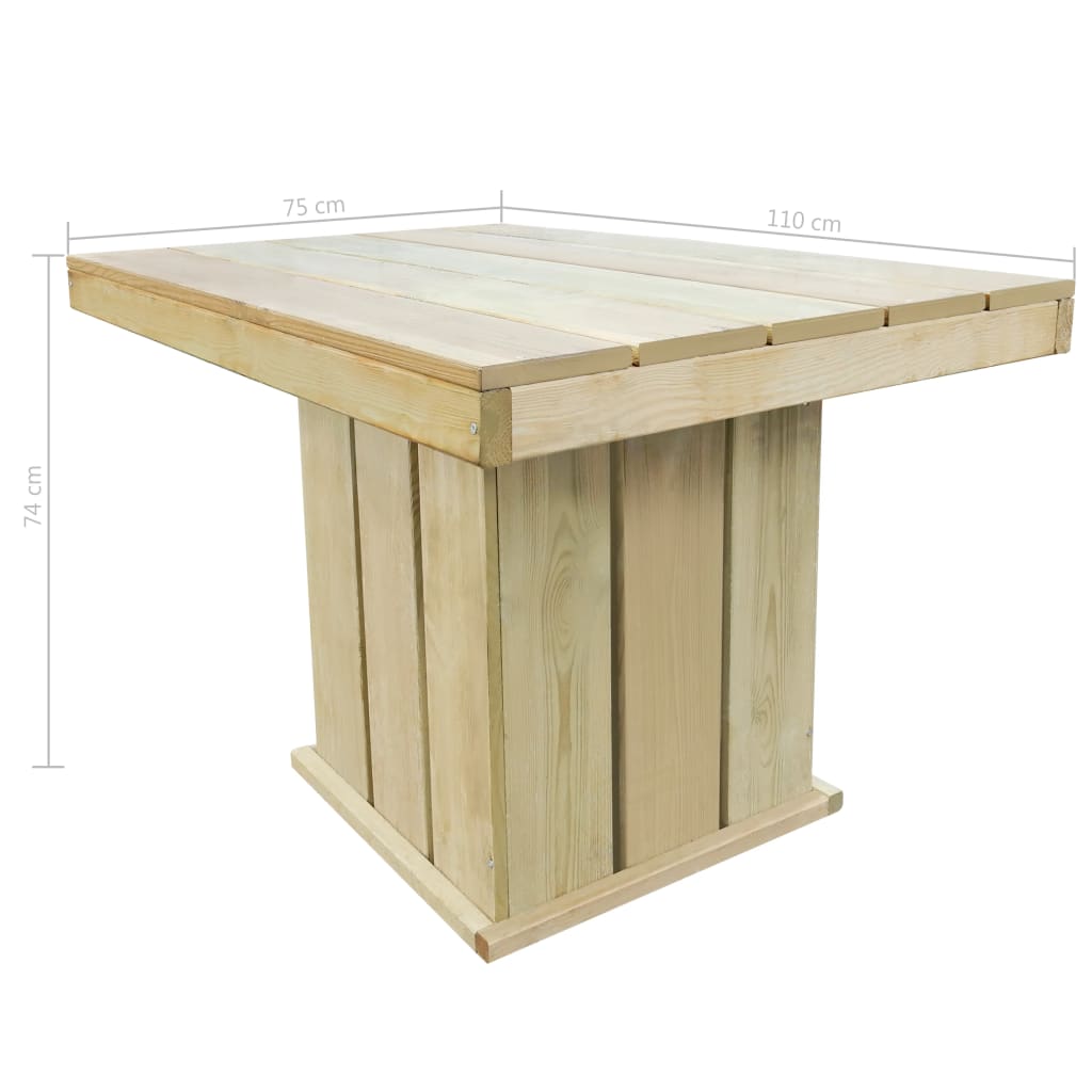 vidaXL impregnált fenyőfa kerti asztal 110 x 75 x 74 cm