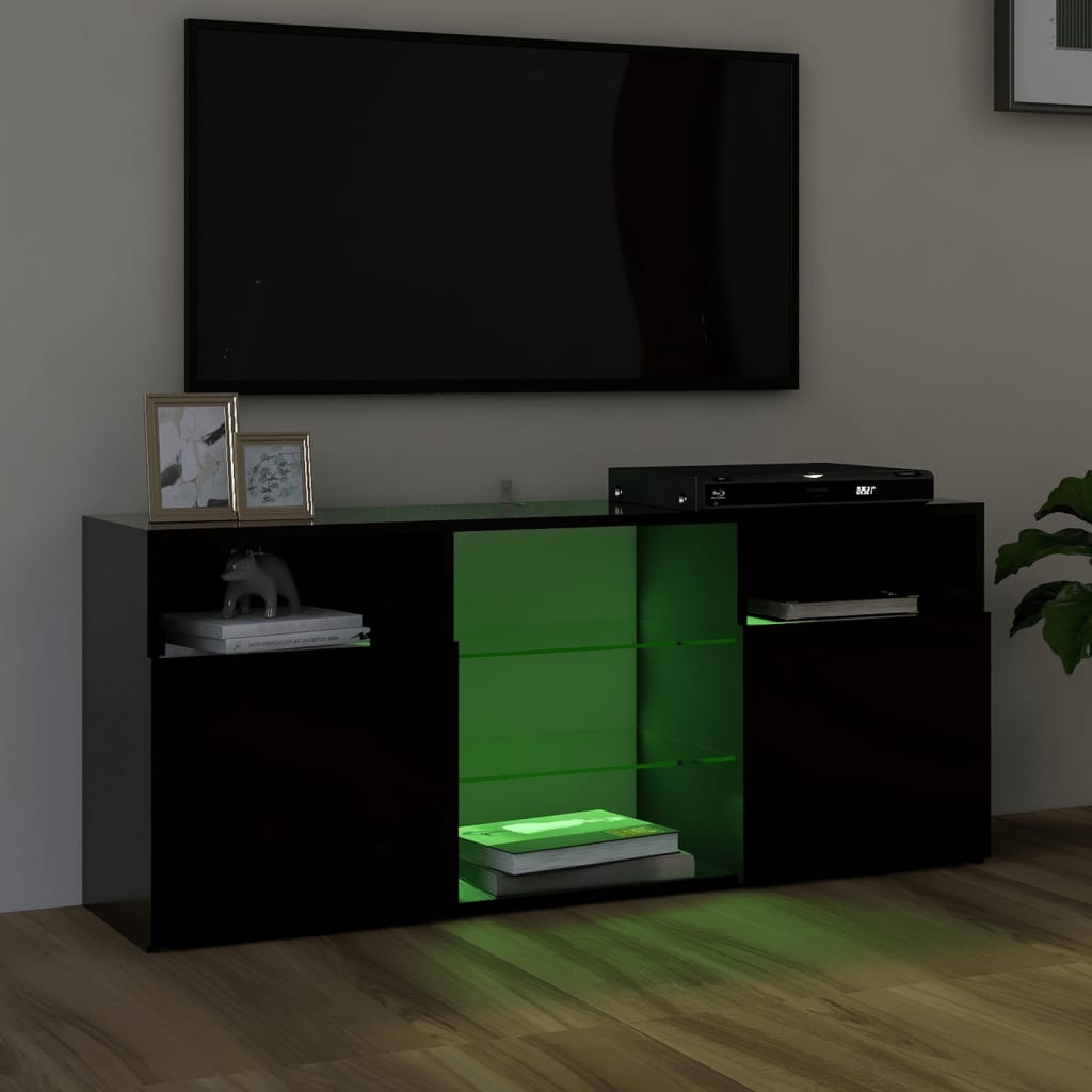 vidaXL fekete TV-szekrény LED-lámpákkal 120 x 30 x 50 cm