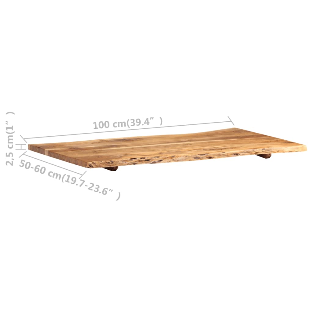 vidaXL tömör akácfa asztallap 100 x (50-60) x 2,5 cm