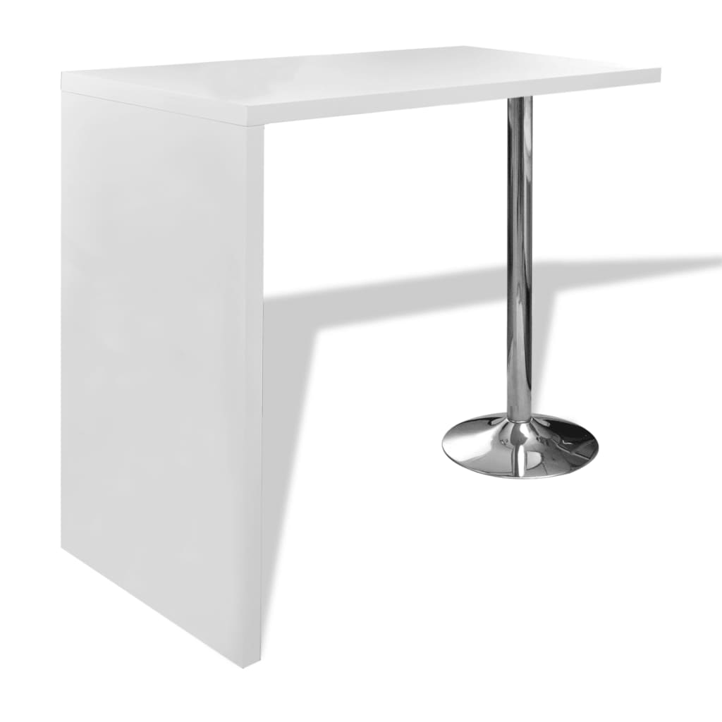 vidaXL magasfényű fehér MDF bárasztal 1 acél lábbal