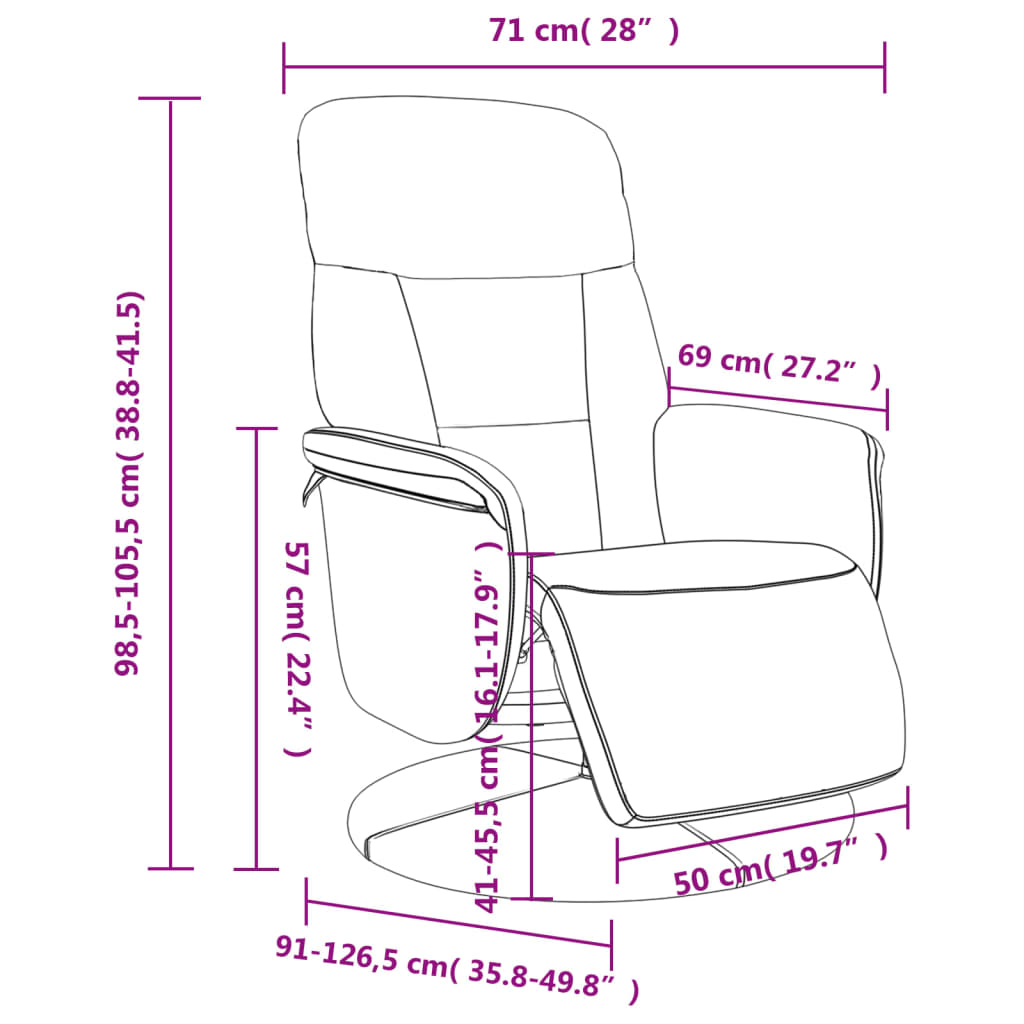 vidaXL világosszürke bársony dönthető fotel lábtartóval