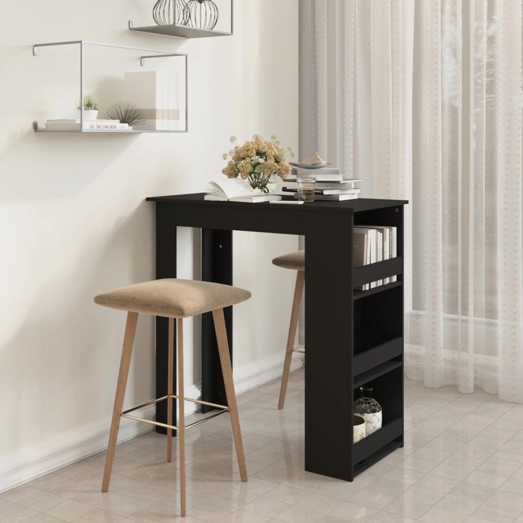 vidaXL fekete forgácslap bárasztal tárolórekesszel 102 x 50 x 103,5 cm