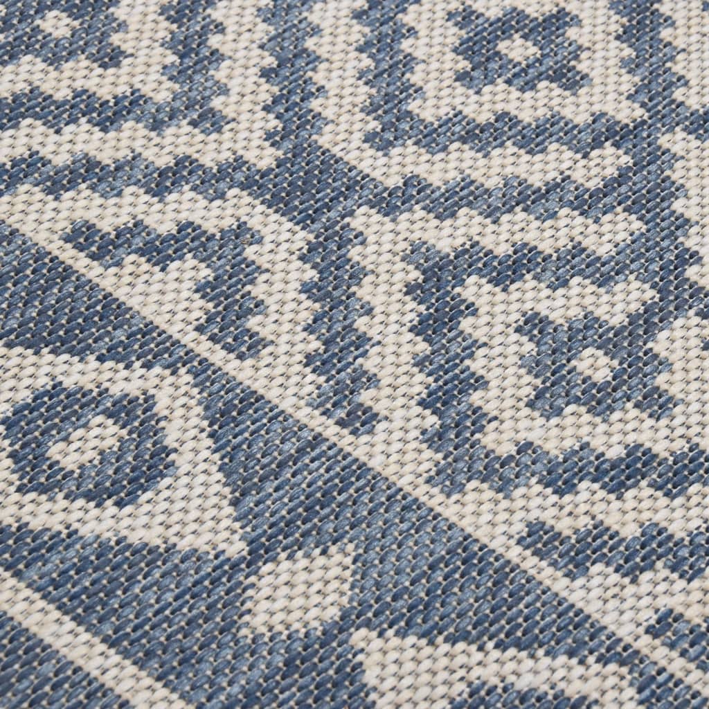 vidaXL kék csíkos lapos szövésű kültéri szőnyeg 80 x 150 cm