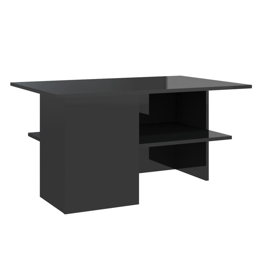 vidaXL magasfényű fekete forgácslap dohányzóasztal 90 x 60 x 46,5 cm