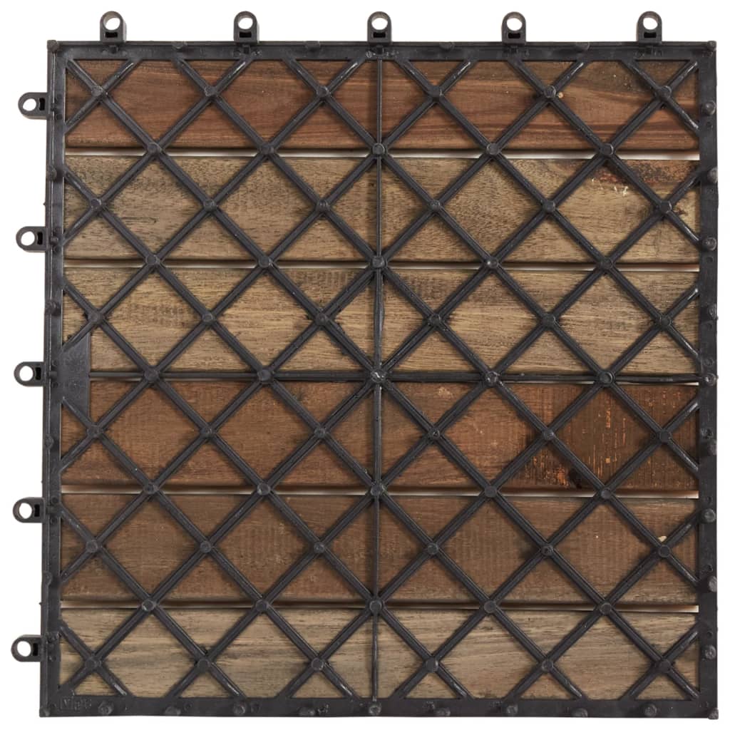 vidaXL 10 darab antikolt szürke tömör akácfa padlólap 30 x 30 cm