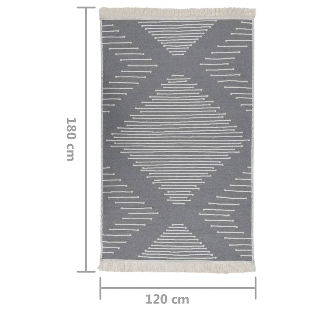 vidaXL sötétszürke pamut szőnyeg 120 x 180 cm