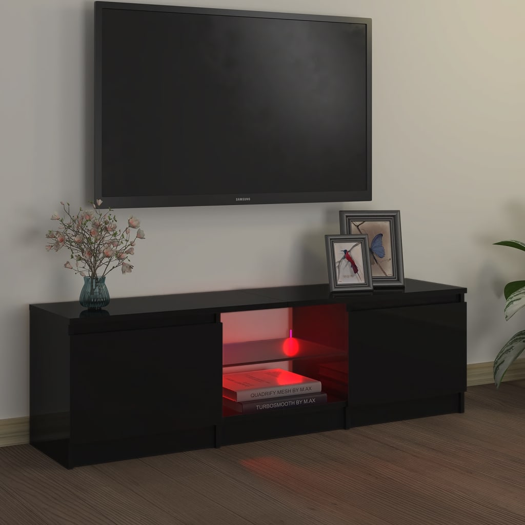 vidaXL fekete TV-szekrény LED lámpákkal 120 x 30 x 35,5 cm
