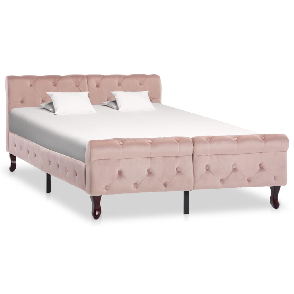 vidaXL rózsaszín bársony ágykeret 120 x 200 cm