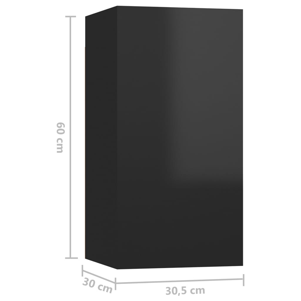 vidaXL 4 db magasfényű fekete forgácslap TV-szekrény 30,5 x 30 x 60 cm