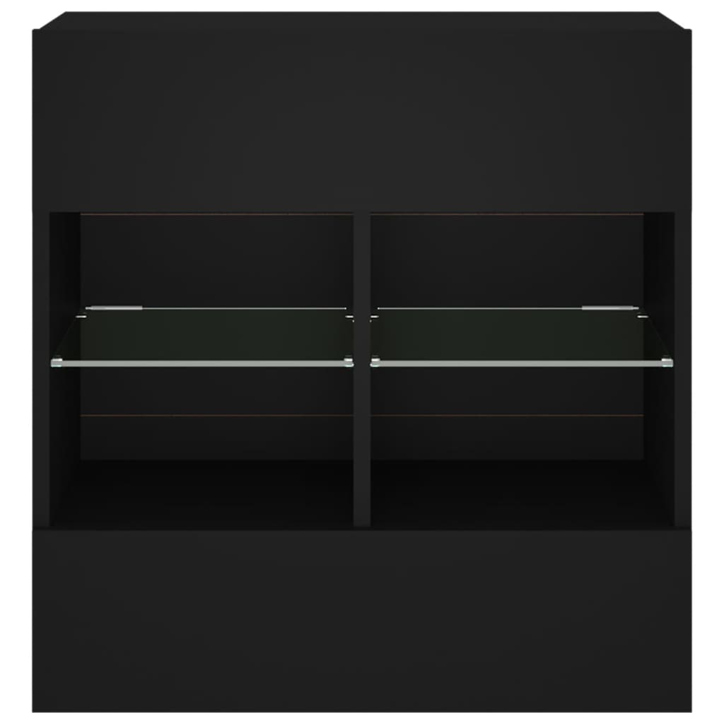 vidaXL fekete falra szerelhető TV-szekrény LED-lámpákkal 58,5x30x60,5