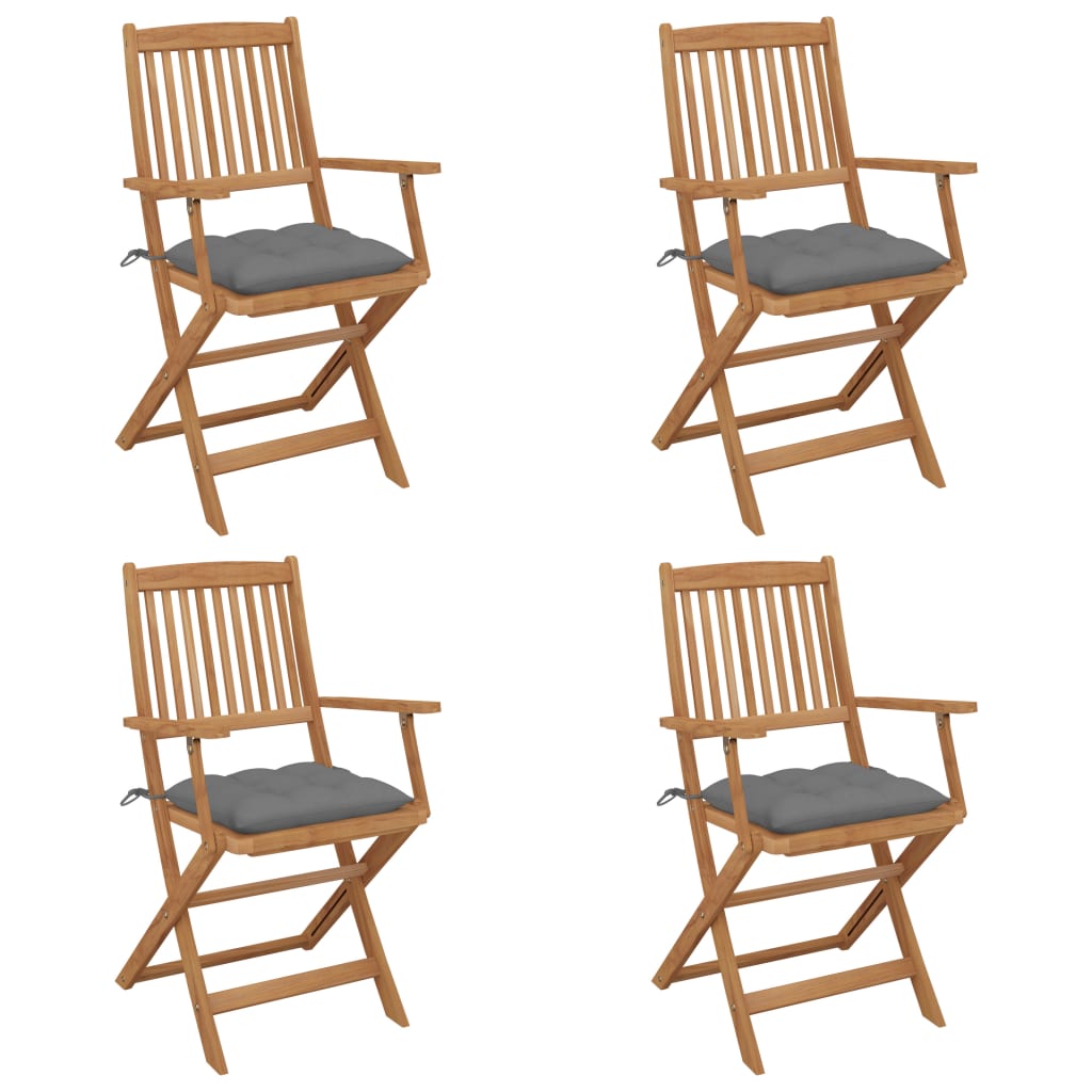 vidaXL 4 db összecsukható tömör akácfa kerti szék párnával