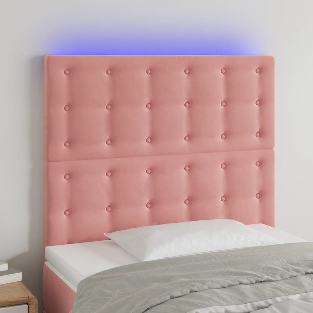 vidaXL rózsaszín bársony LED-es fejtámla 80x5x118/128 cm