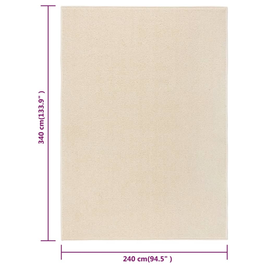 vidaXL krémszínű rövid szálú szőnyeg 240 x 340 cm