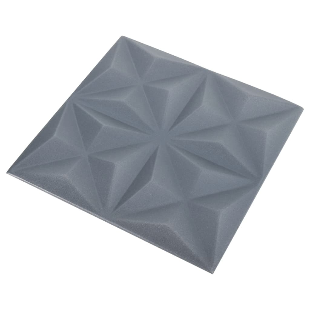 vidaXL 48 darab origami szürke 3D fali panel 50 x 50 cm 12 m²
