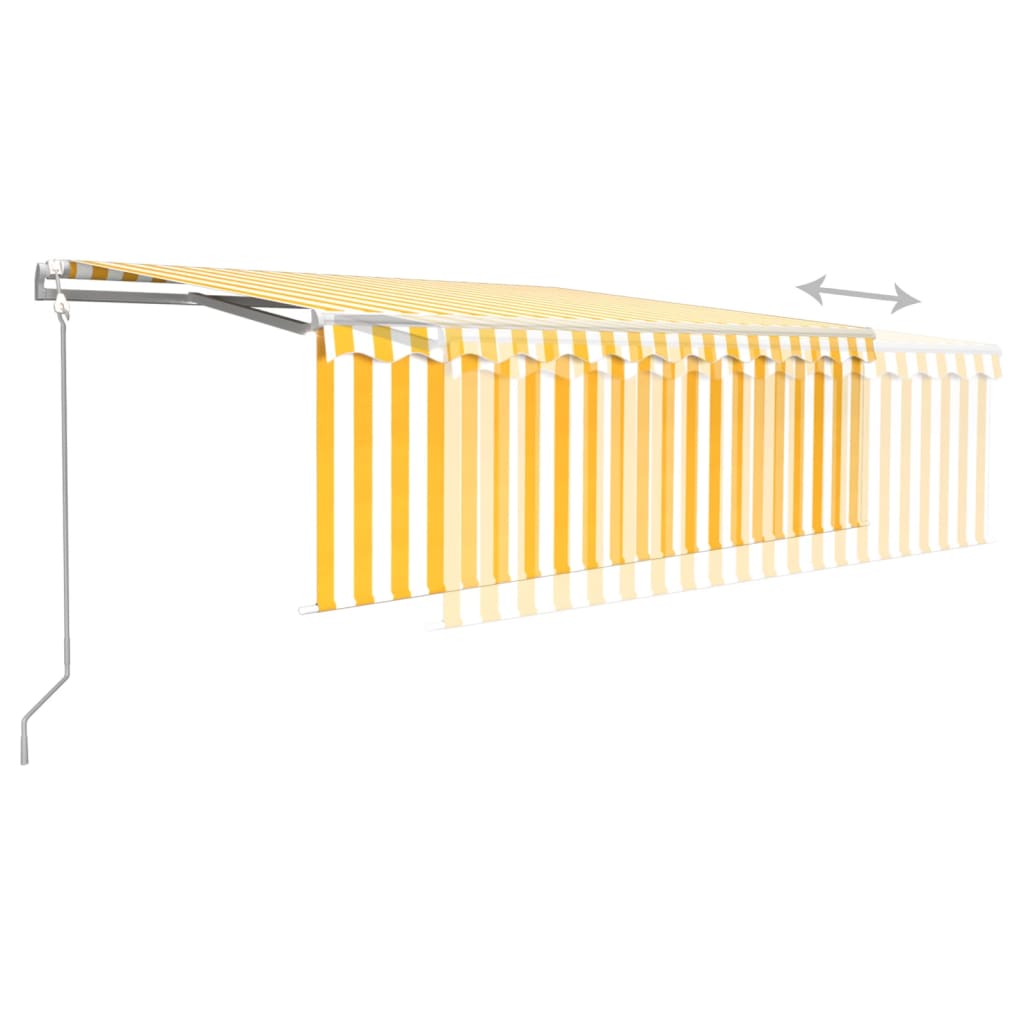 vidaXL sárga-fehér redőnyös, LED-es, szélérzékelős napellenző 4,5x3 m