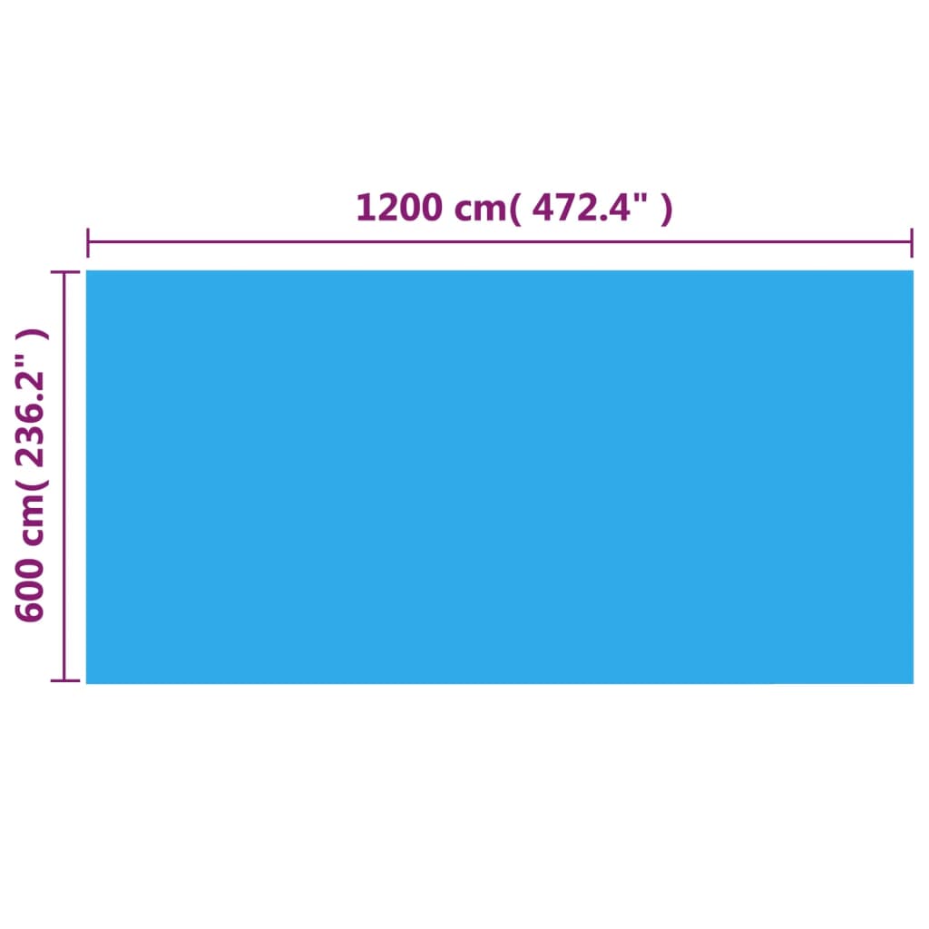 vidaXL kék, négyszögletes PE medencetakaró 1200 x 600 cm