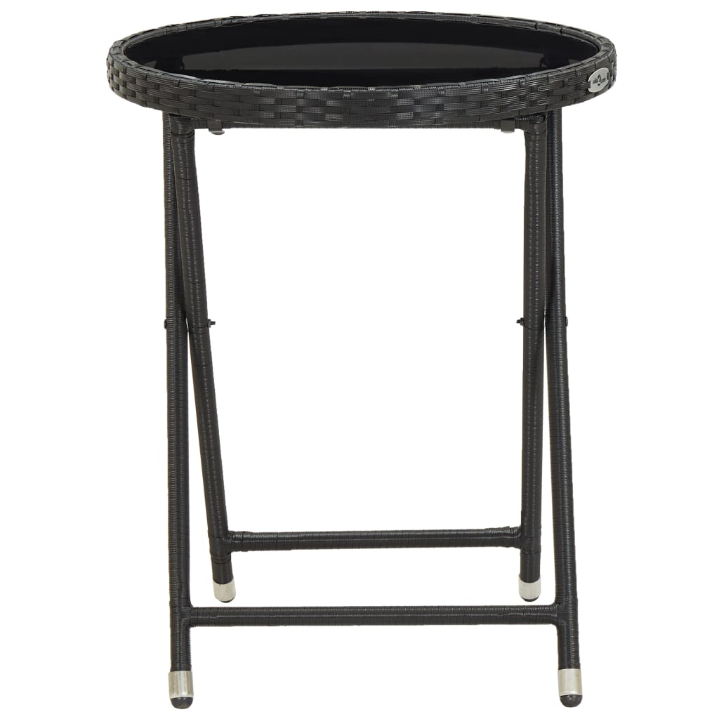 vidaXL fekete polyrattan és edzett üveg teázóasztal 60 cm