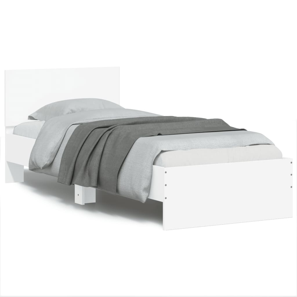 vidaXL fehér szövet ágykeret fejtámlával 75x190 cm