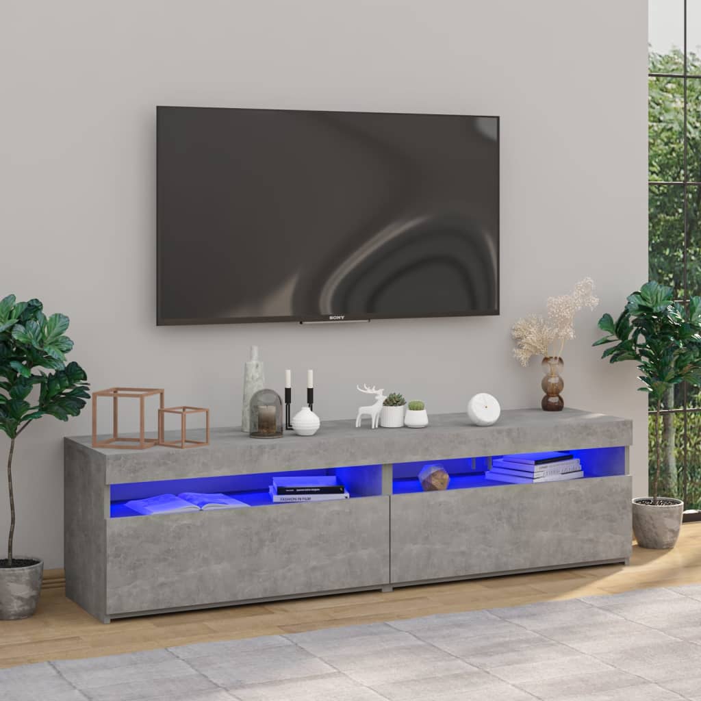 vidaXL 2 db betonszürke TV-szekrény LED-világítással 75 x 35 x 40 cm