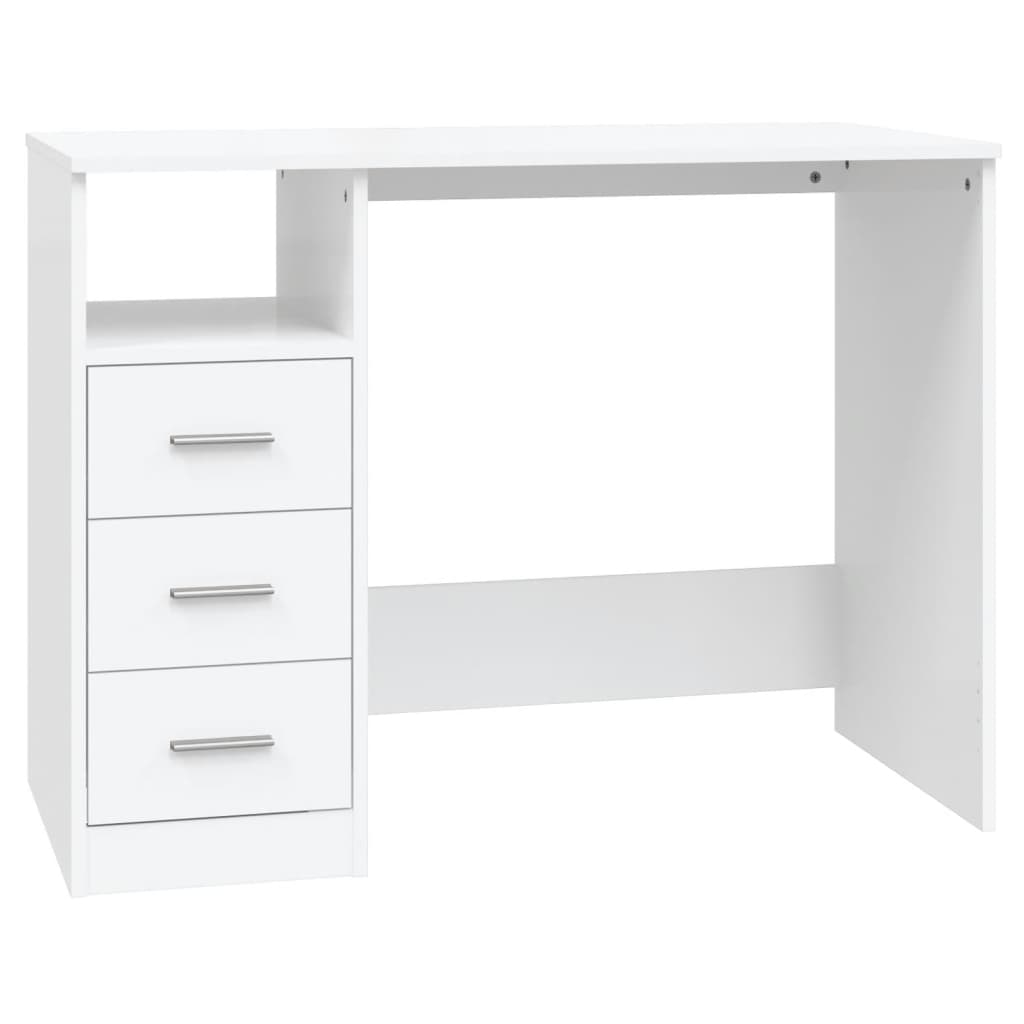 vidaXL fehér szerelt fa íróasztal fiókokkal 102 x 50 x 76 cm