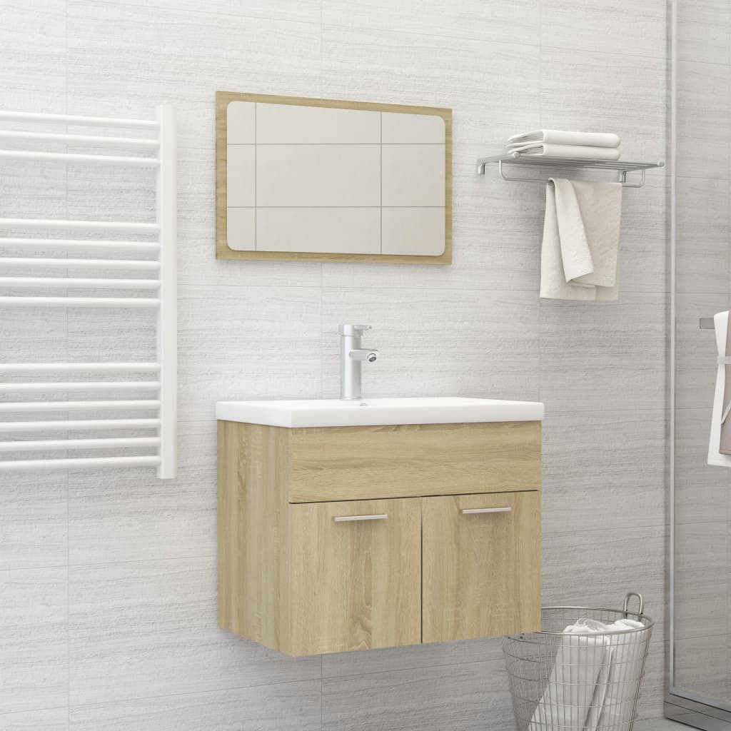 vidaXL sonoma-tölgy színű forgácslap fürdőszobai bútorszett