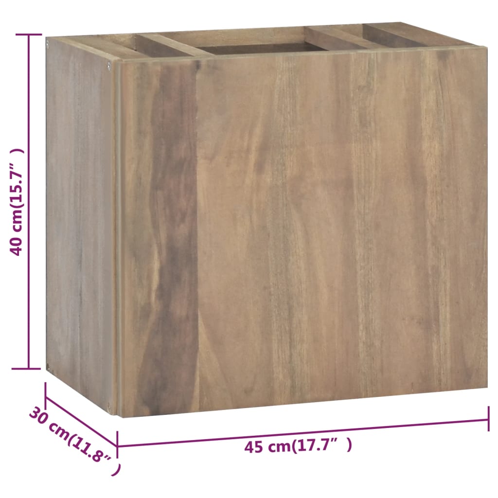 vidaXL tömör tíkfa falra szerelhető fürdőszobaszekrény 45 x 30 x 40 cm