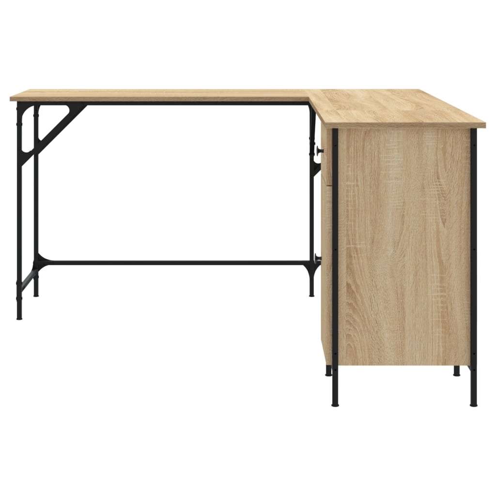 vidaXL sonoma-tölgyszínű szerelt fa íróasztal 141x141x75 cm
