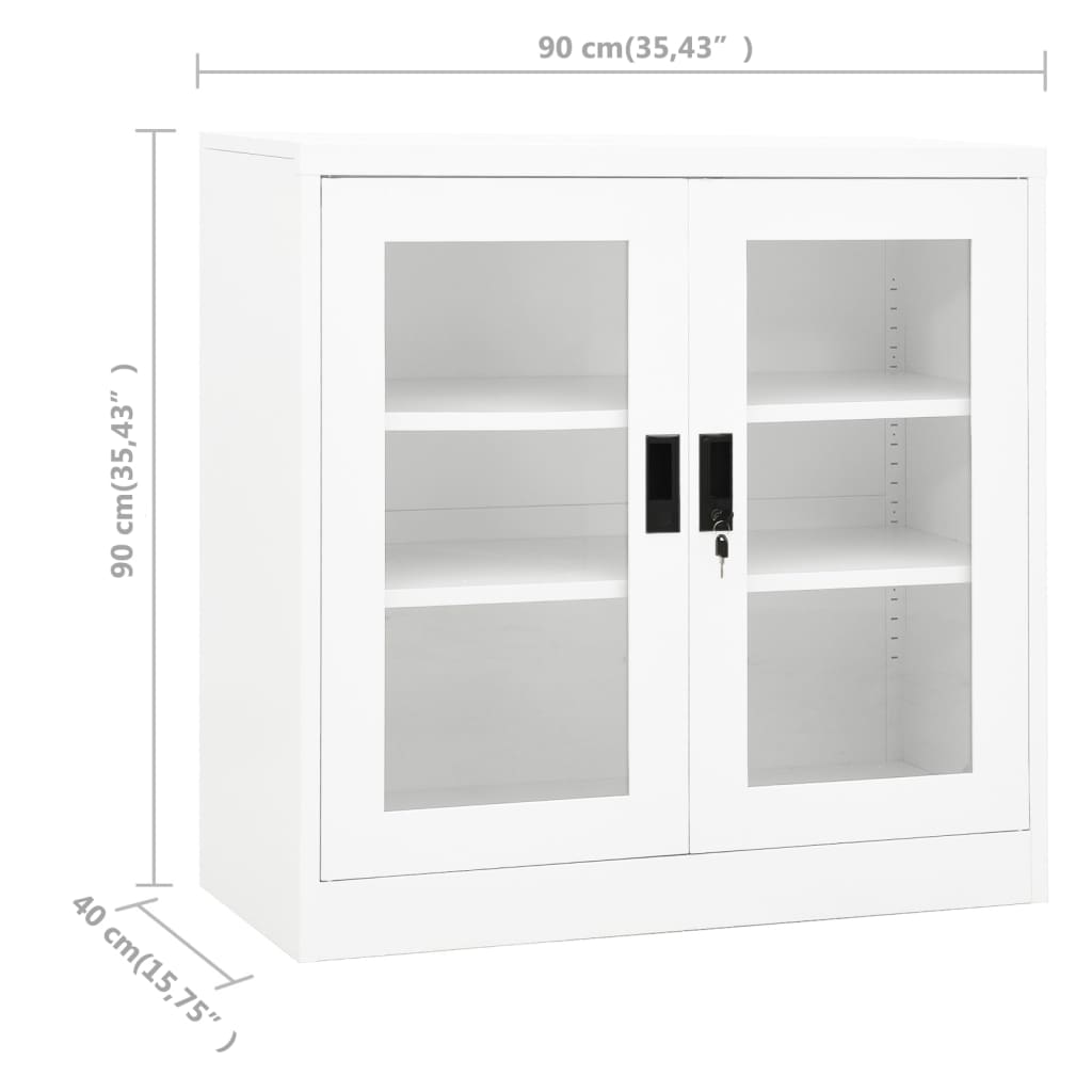 vidaXL fehér acél irodai szekrény 90 x 40 x 90 cm