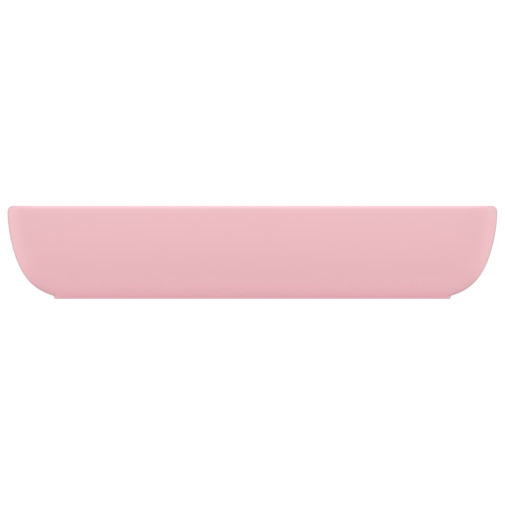 vidaXL négyszögletes matt rózsaszín kerámia luxus mosdókagyló 71 x 38 cm