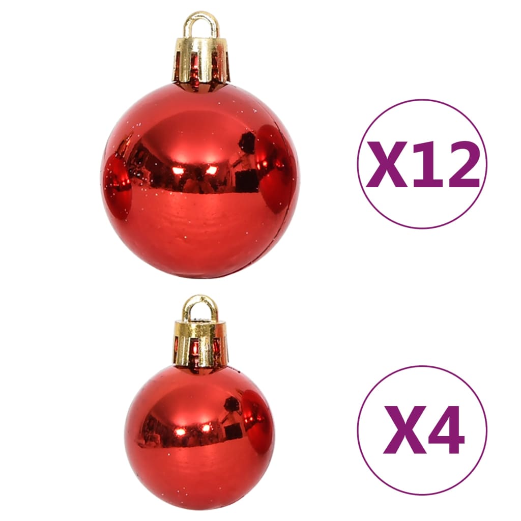 vidaXL 108 részes piros és fehér karácsonyi gömbszett