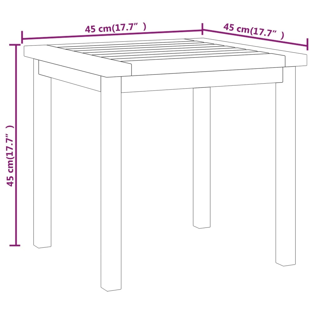 vidaXL tömör tíkfa kisasztal 45 x 45 x 45 cm