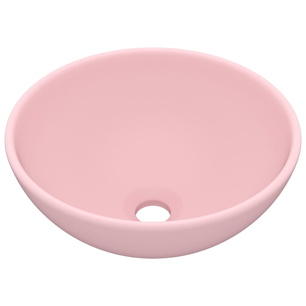 vidaXL kerek matt rózsaszín kerámia luxus mosdókagyló 32,5 x 14 cm