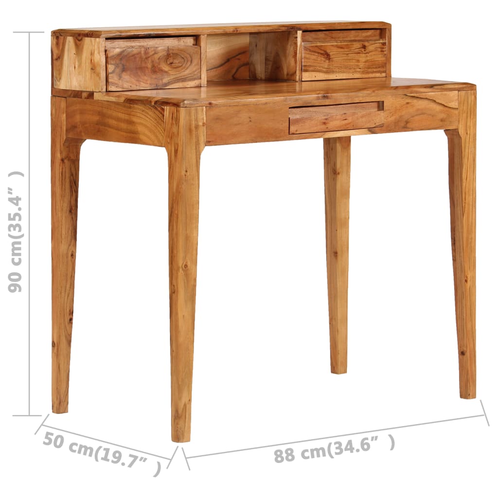 vidaXL tömör fa fiókos íróasztal 88 x 50 x 90 cm