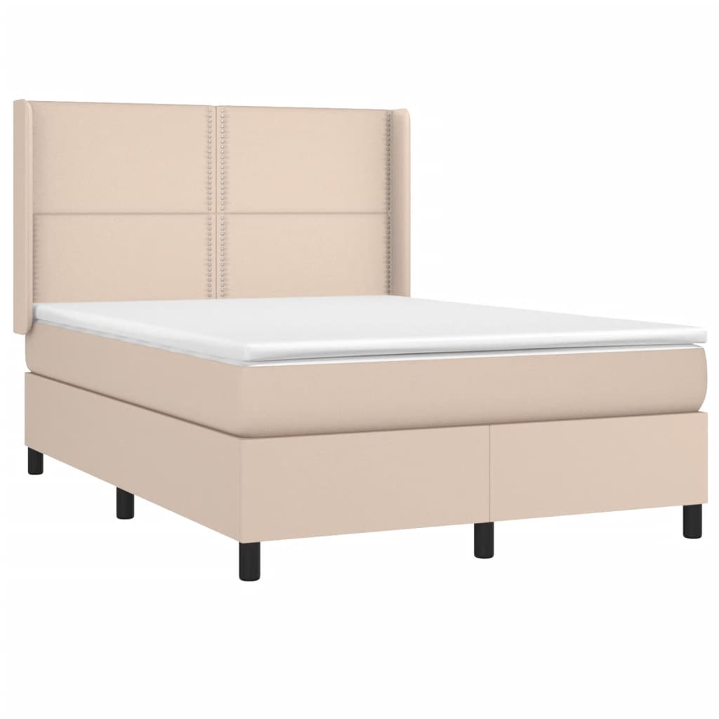 vidaXL cappuccino színű műbőr rugós ágy matraccal 140 x 200 cm