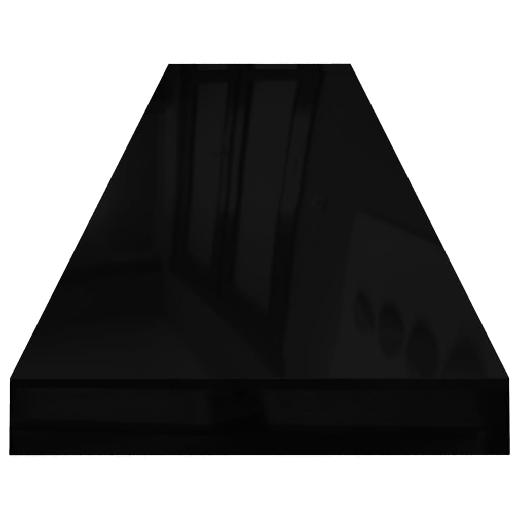 vidaXL 2 db magasfényű fekete MDF lebegő fali polc 120 x 23,5 x 3,8 cm