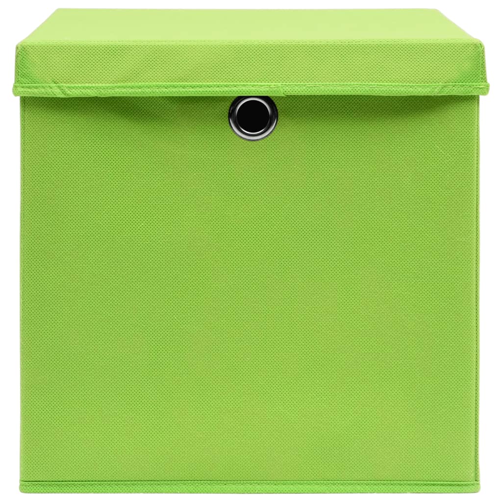 vidaXL 10 db zöld fedeles tárolódoboz 28 x 28 x 28 cm