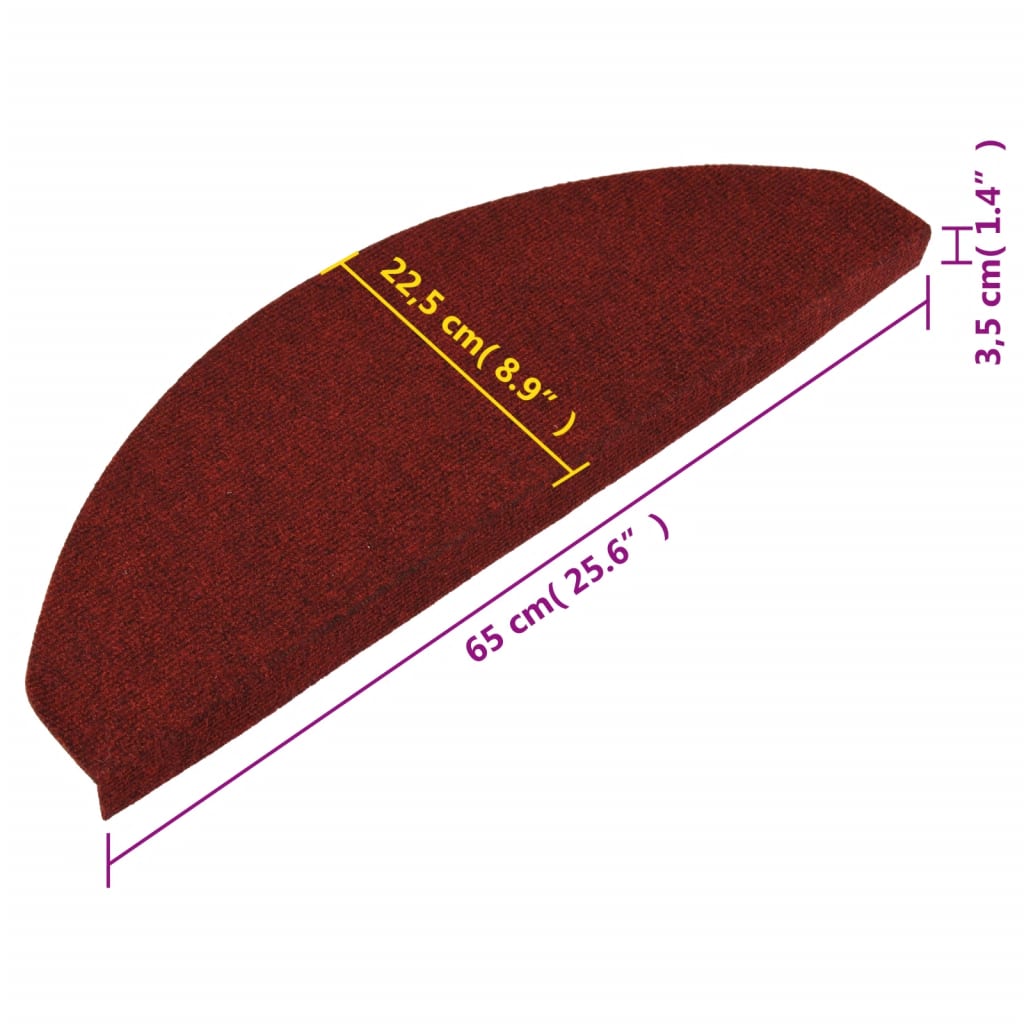 vidaXL 15 db piros öntapadó lépcsőszőnyeg 65x22,5x3,5 cm
